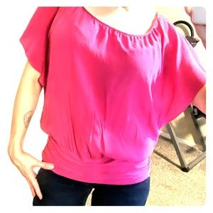 White House Black Market Mauve Silk Blouse Size M